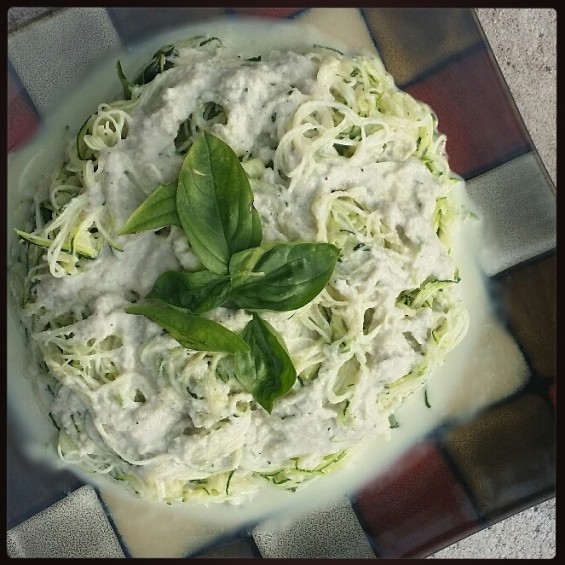 Angel Hair Zucchini with Creamy Cashew Sauce 